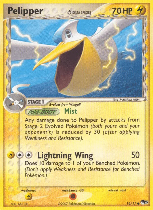 14, Common, Fighting[-30], Holofoil, Lightning, Lightning[×2], Normal, POP Series 5 Pelipper (14/17) (Delta Species) [POP Series 5] - Trading Card World