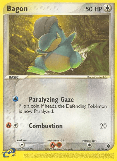 23, Colorless, Colorless[×2], EX: Dragon, Fighting[-30], Fire[-30], Normal, Reverse Holofoil, Uncommon Bagon (23/97) [EX: Dragon] - Trading Card World