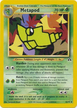 42, Fire[×2], Grass, Neo Discovery Unlimited, Normal, Uncommon Metapod (42/75) [Neo Discovery Unlimited] - Trading Card World