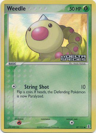 87, Common, EX: Delta Species, Fire[×2], Grass, Reverse Holofoil Weedle (87/113) (Stamped) [EX: Delta Species] - Trading Card World