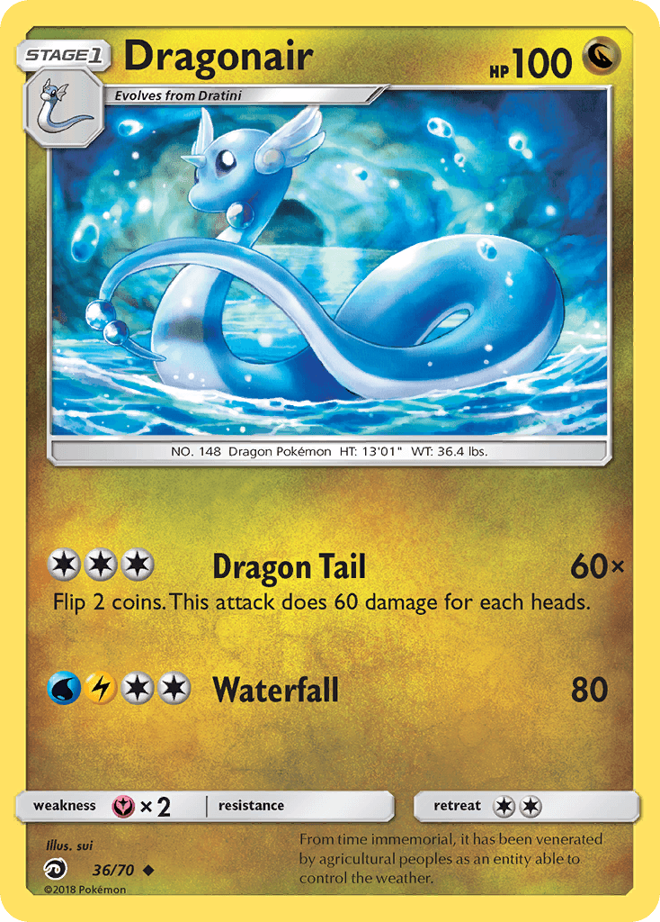 36, Dragon, Fairy[×2], Normal, Reverse Holofoil, Sun & Moon: Dragon Majesty, Uncommon Dragonair (36/70) [Sun & Moon: Dragon Majesty] - Trading Card World