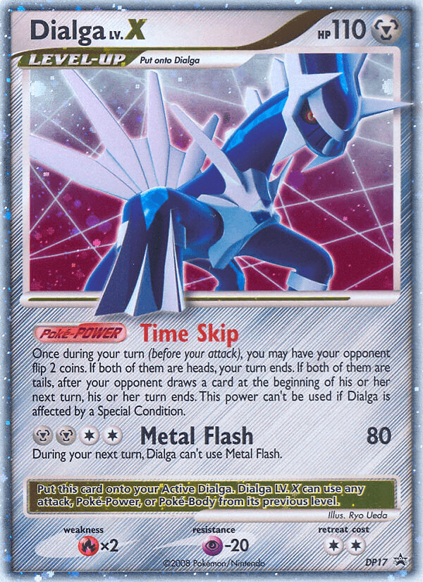 Black Star Promo, Diamond & Pearl: Black Star Promos, DP17, Fire[×2], Holofoil, Metal, Psychic[-20] Dialga LV.X (DP17) [Diamond & Pearl: Black Star Promos] - Trading Card World