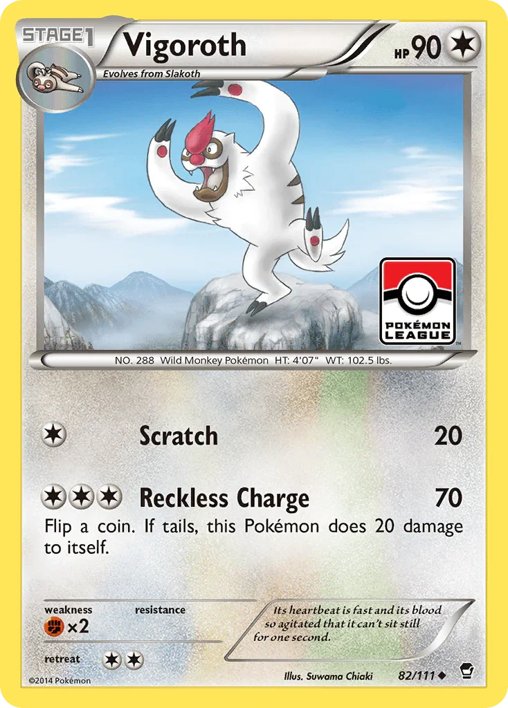 82, Colorless, Fighting[×2], Normal, Reverse Holofoil, Uncommon, XY: Furious Fists Vigoroth (82/111) [XY: Furious Fists] - Trading Card World