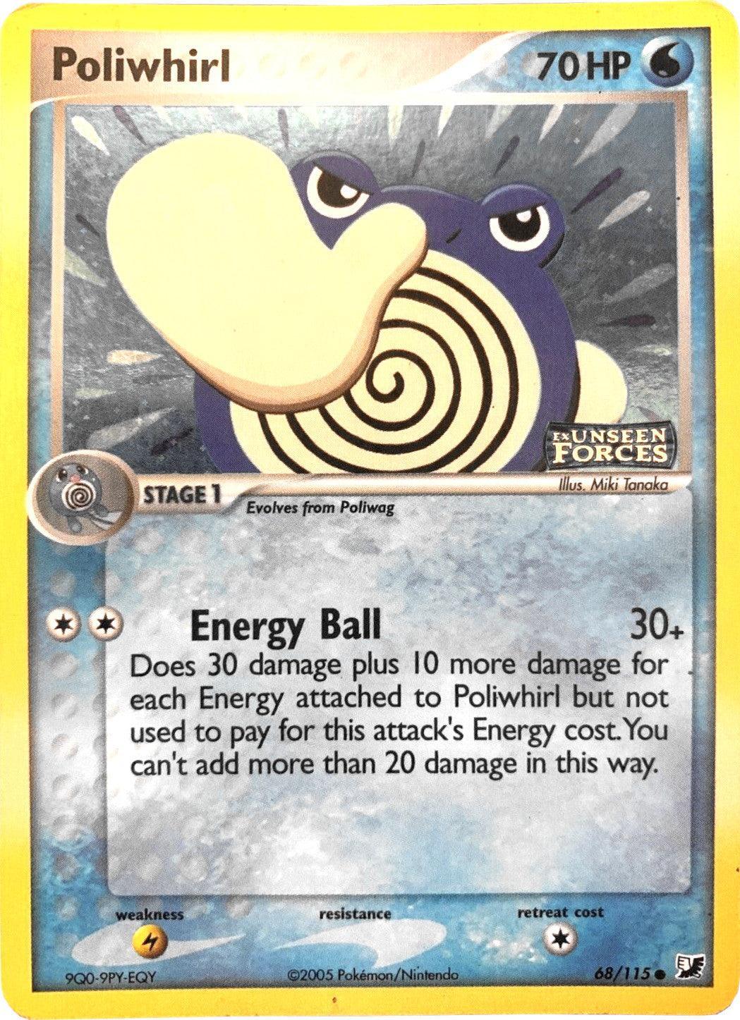 68, Common, EX: Unseen Forces, Lightning[×2], Reverse Holofoil, Water Poliwhirl (68/115) (Stamped) [EX: Unseen Forces] - Trading Card World