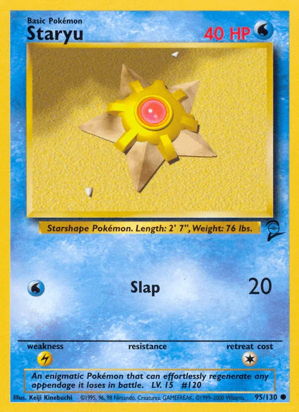 95, Base Set 2, Common, Lightning[×2], Normal, Water Staryu (95/130) [Base Set 2] - Trading Card World