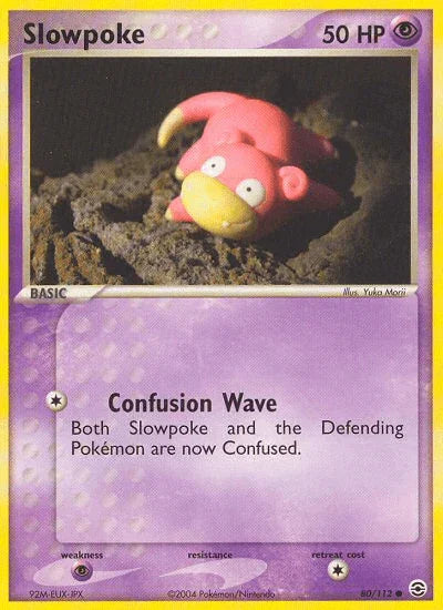 80, Common, EX: FireRed & LeafGreen, Normal, Psychic, Psychic[×2], Reverse Holofoil Slowpoke (80/112) [EX: FireRed & LeafGreen] - Trading Card World