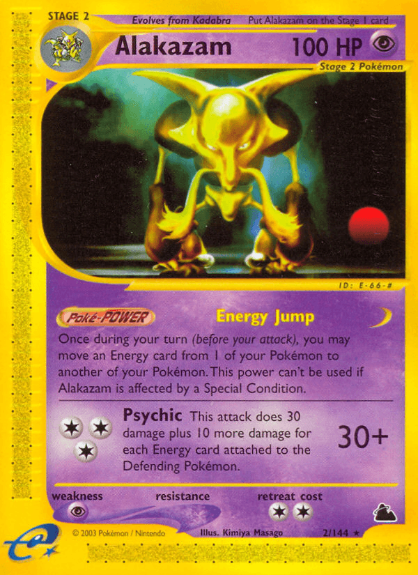 Normal, Psychic, Psychic[×2], Rare, Reverse Holofoil, Skyridge Alakazam (2/144) [Skyridge] - Trading Card World