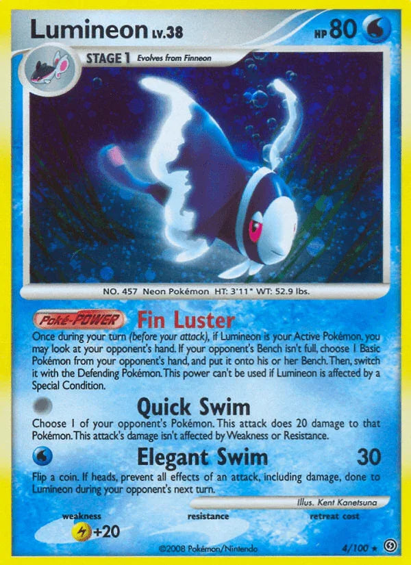 Diamond & Pearl: Stormfront, Holo Rare, Holofoil, Lightning[+20], Reverse Holofoil, Water Lumineon (4/100) [Diamond & Pearl: Stormfront] - Trading Card World