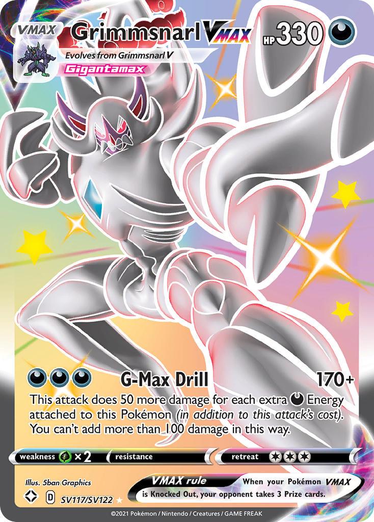 Darkness, Grass[×2], Holofoil, SV117, Sword & Shield: Shining Fates, Ultra Rare Grimmsnarl VMAX (SV117/SV122) [Sword & Shield: Shining Fates] - Trading Card World