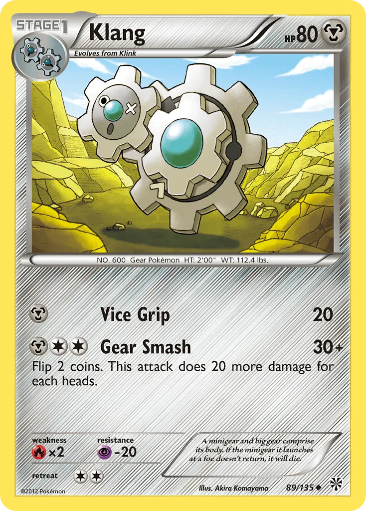89, Black & White: Plasma Storm, Fire[×2], Metal, Normal, Psychic[-20], Reverse Holofoil, Uncommon Klang (89/135) [Black & White: Plasma Storm] - Trading Card World