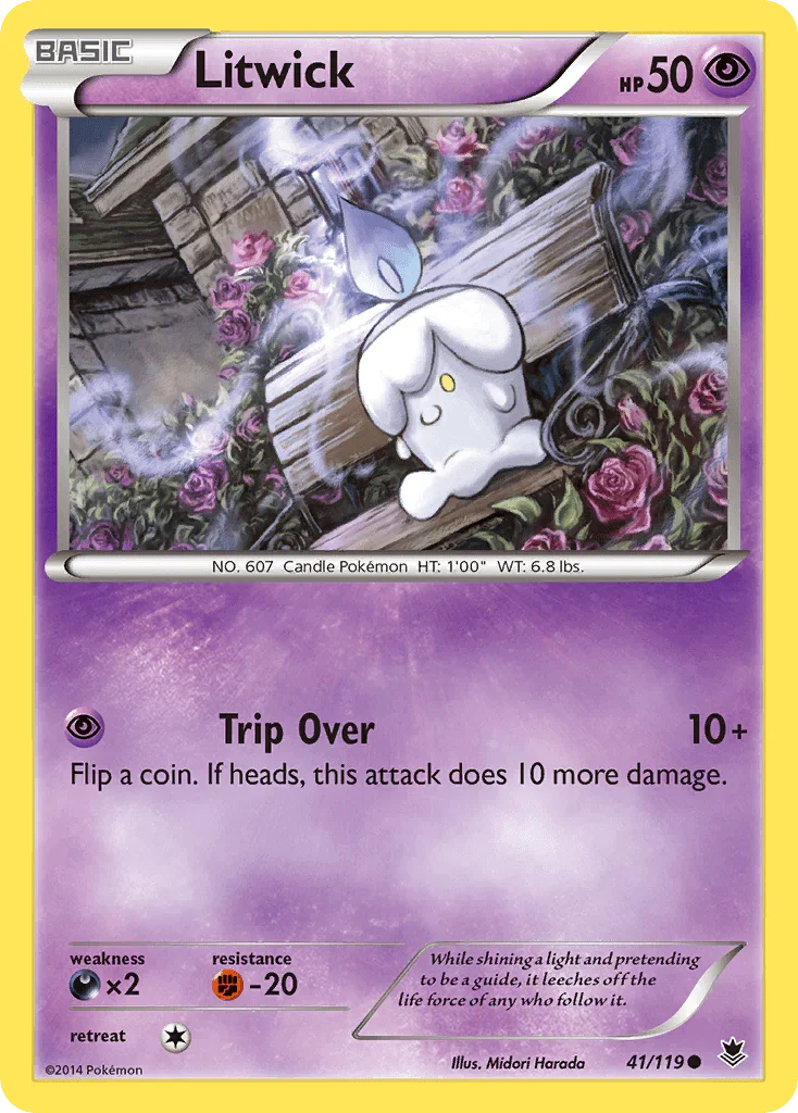 41, Common, Darkness[×2], Fighting[-20], Normal, Psychic, Reverse Holofoil, XY: Phantom Forces Litwick (41/119) [XY: Phantom Forces] - Trading Card World
