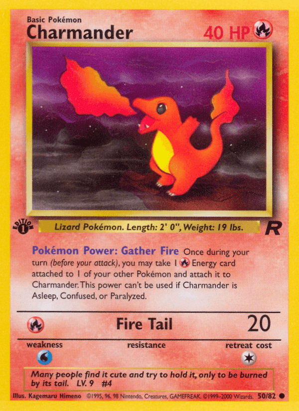 1st Edition Normal, 50, Common, Fire, Team Rocket 1st Edition, Water[×2] Charmander (50/82) [Team Rocket 1st Edition] - Trading Card World