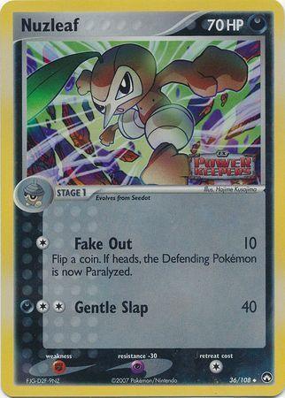 36, Darkness, EX: Power Keepers, Fighting[×2], Psychic[-30], Reverse Holofoil, Uncommon Nuzleaf (36/108) (Stamped) [EX: Power Keepers] - Trading Card World