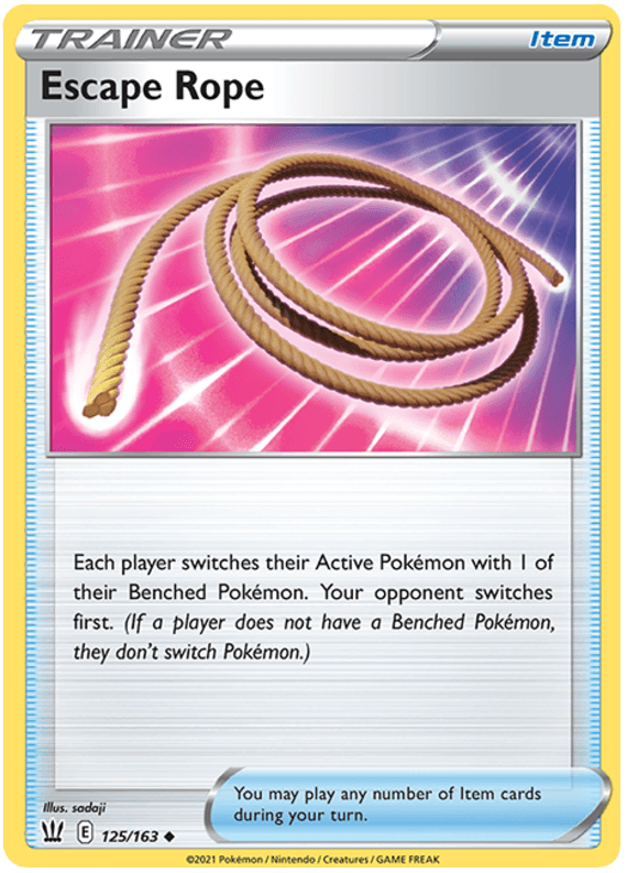 125, Item, Normal, Reverse Holofoil, Sword & Shield: Battle Styles, Uncommon Escape Rope (125/163) [Sword & Shield: Battle Styles] - Trading Card World