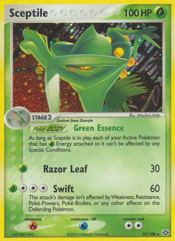 10, EX: Emerald, Fire[×2], Grass, Normal, Rare, Water[-30] Sceptile (10/106) (Theme Deck Exclusive) [EX: Emerald] - Trading Card World