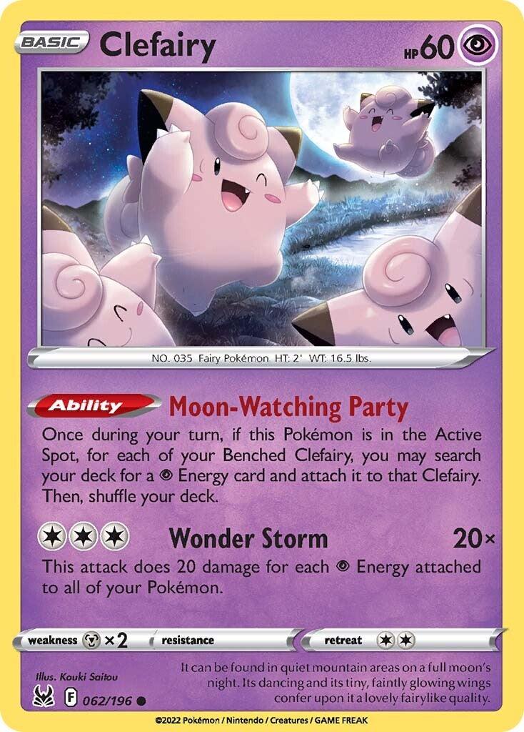 062, Common, Metal [x2], Normal, Psychic, Reverse Holofoil, Sword & Shield: Lost Origin Clefairy (062/196) [Sword & Shield: Lost Origin] - Trading Card World