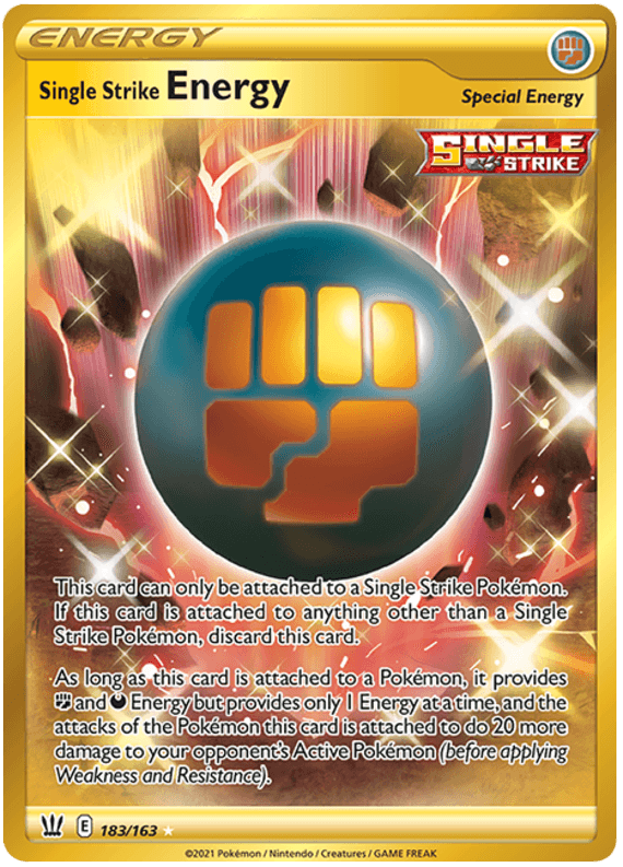 183, Fighting, Holofoil, Secret Rare, Sword & Shield: Battle Styles Single Strike Energy (183/163) [Sword & Shield: Battle Styles] - Trading Card World