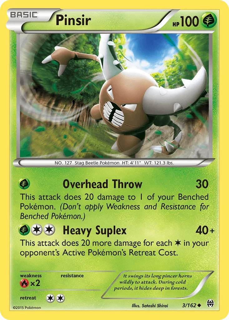 Fire[×2], Grass, Normal, Reverse Holofoil, Uncommon, XY: BREAKthrough Pinsir (3/162) [XY: BREAKthrough] - Trading Card World