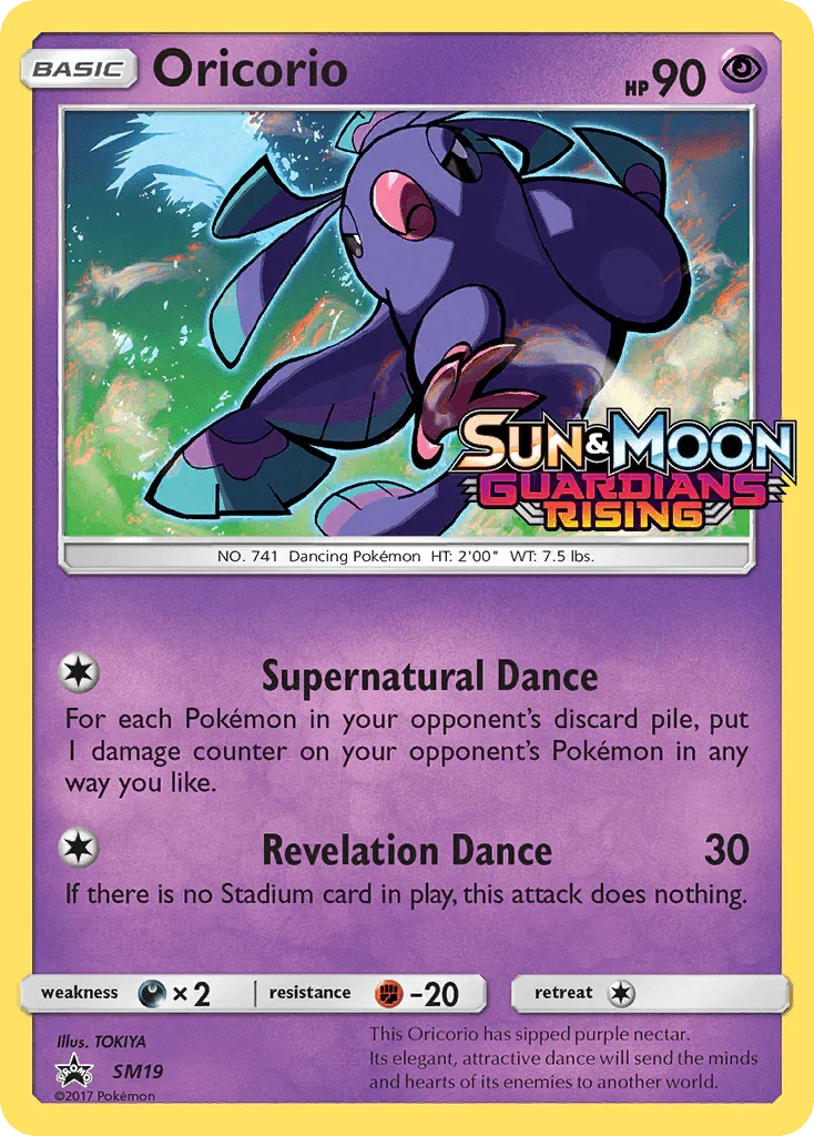 Black Star Promo, Darkness[×2], Fighting[-20], Holofoil, Psychic, SM19, Sun & Moon: Black Star Promos Oricorio (SM19) [Sun & Moon: Black Star Promos] - Trading Card World