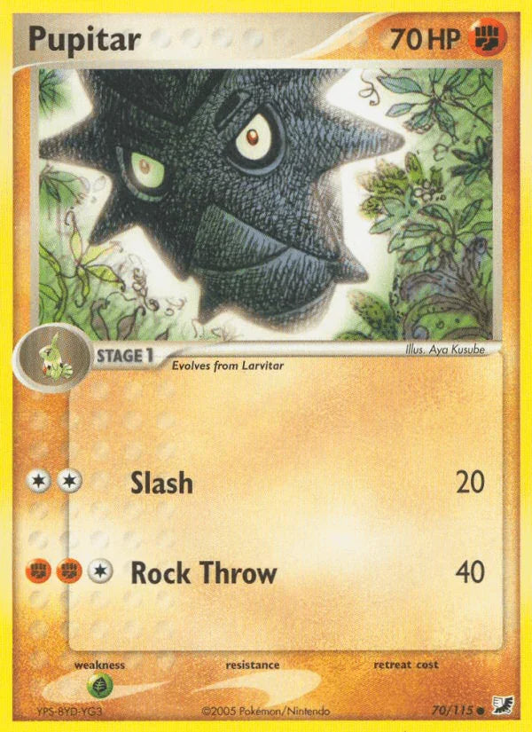 70, Common, EX: Unseen Forces, Fighting, Grass[×2], Normal Pupitar (70/115) [EX: Unseen Forces] - Trading Card World