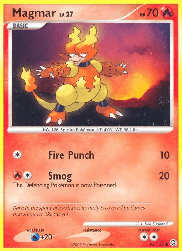 93, Common, Diamond & Pearl: Secret Wonders, Fire, Normal, Reverse Holofoil, Water[+20] Magmar (93/132) [Diamond & Pearl: Secret Wonders] - Trading Card World