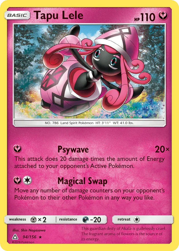 94, Darkness[-20], Fairy, Metal[×2], Normal, Rare, Reverse Holofoil, Sun & Moon: Ultra Prism Tapu Lele (94/156) [Sun & Moon: Ultra Prism] - Trading Card World