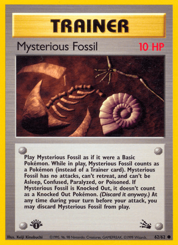 1st Edition Normal, 62, Common, Fossil 1st Edition, Trainer Mysterious Fossil (62/62) [Fossil 1st Edition] - Trading Card World