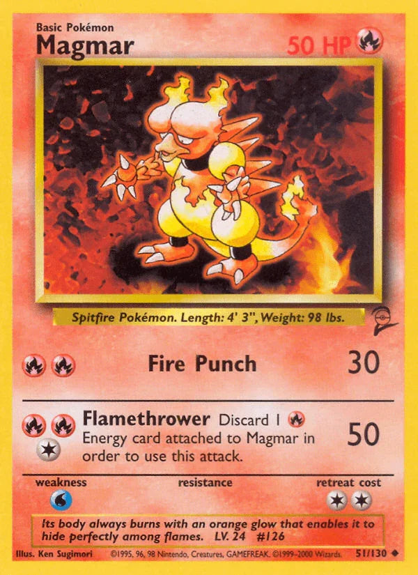 51, Base Set 2, Fire, Normal, Uncommon, Water[×2] Magmar (51/130) [Base Set 2] - Trading Card World