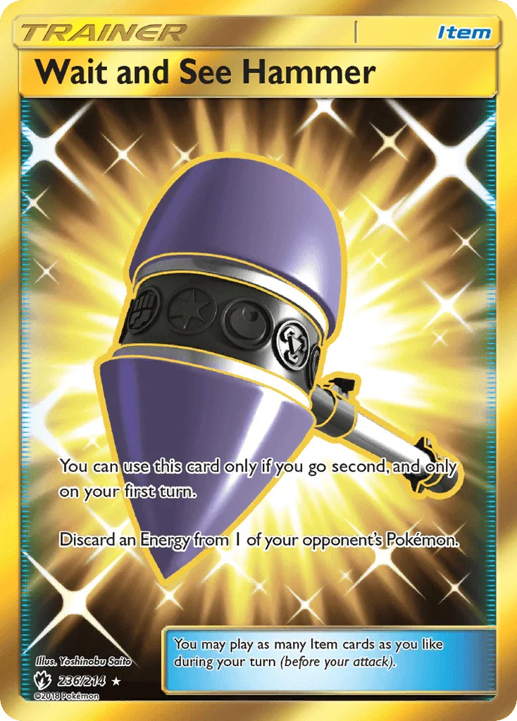 236, Holofoil, Item, Secret Rare, Sun & Moon: Lost Thunder Wait and See Hammer (236/214) [Sun & Moon: Lost Thunder] - Trading Card World