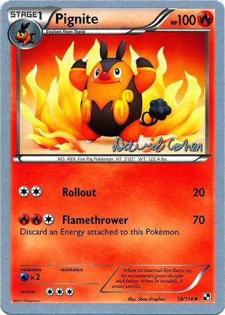 18, Fire, Normal, Uncommon, Water[×2], World Championships 2011 Pignite (18/114) (Twinboar - David Cohen) [World Championships 2011] - Trading Card World