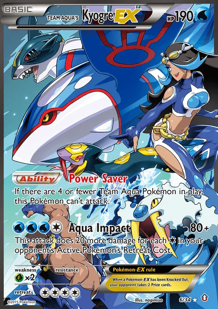 Grass[×2], Holofoil, Ultra Rare, Water, XY: Double Crisis Team Aqua's Kyogre EX (6/34) [XY: Double Crisis] - Trading Card World