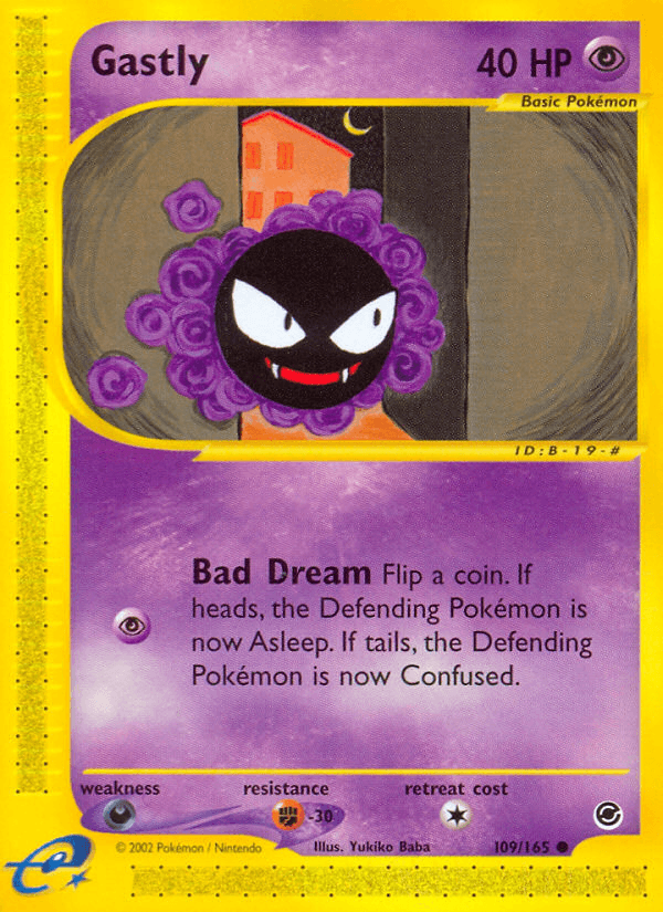 109, Common, Dark[×2], Expedition: Base Set, Fighting[-30], Normal, Psychic, Reverse Holofoil Gastly (109/165) [Expedition: Base Set] - Trading Card World