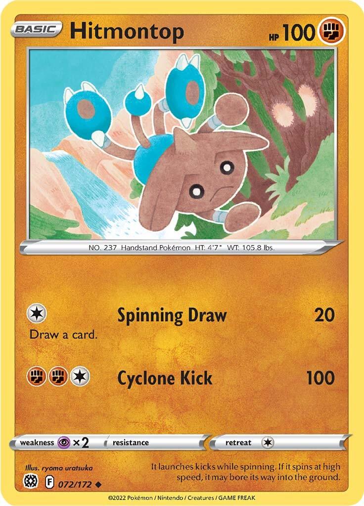072, Fighting, Normal, Psychic [x2], Reverse Holofoil, Sword & Shield: Brilliant Stars, Uncommon Hitmontop (072/172) [Sword & Shield: Brilliant Stars] - Trading Card World