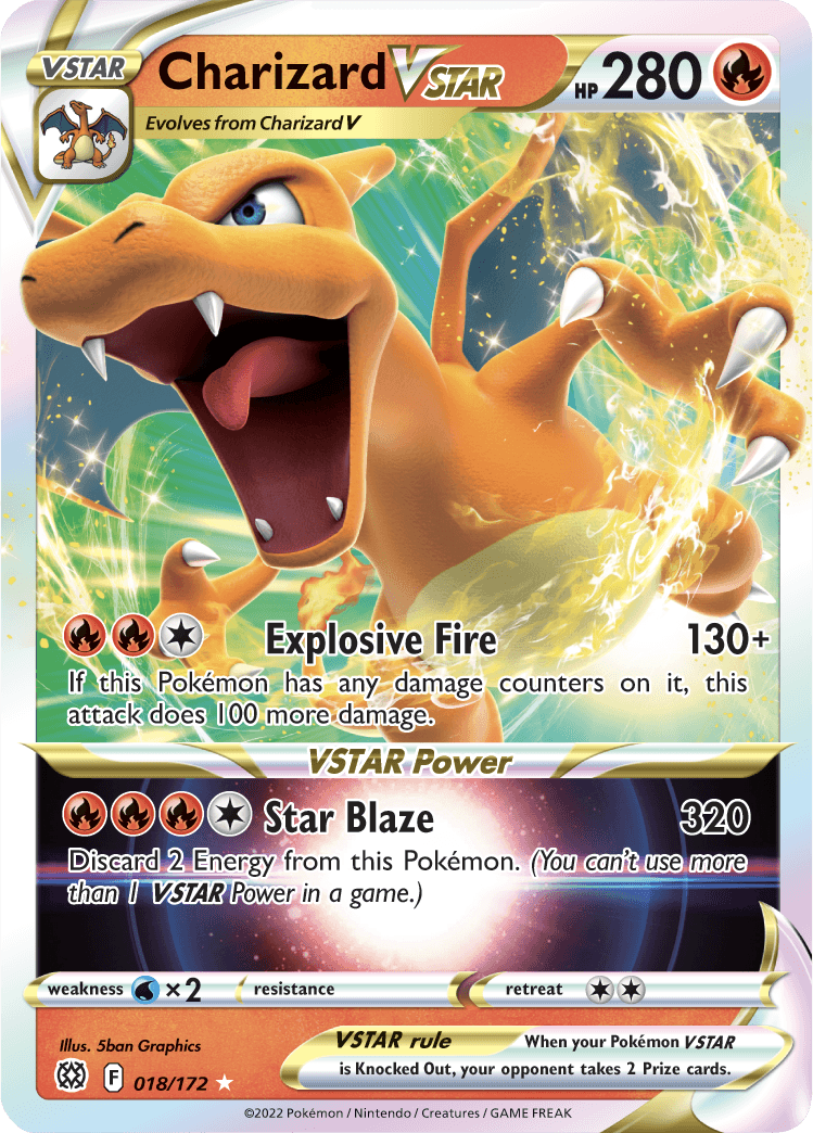 018, Fire, Holofoil, Sword & Shield: Brilliant Stars, Ultra Rare, Water [x2] Charizard VSTAR (018/172) [Sword & Shield: Brilliant Stars] - Trading Card World