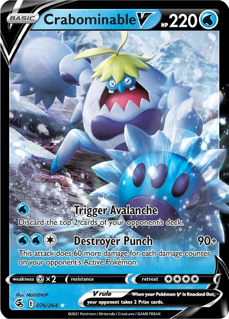 076, Holofoil, Metal [x2], Sword & Shield: Fusion Strike, Ultra Rare, Water Crabominable V (076/264) [Sword & Shield: Fusion Strike] - Trading Card World