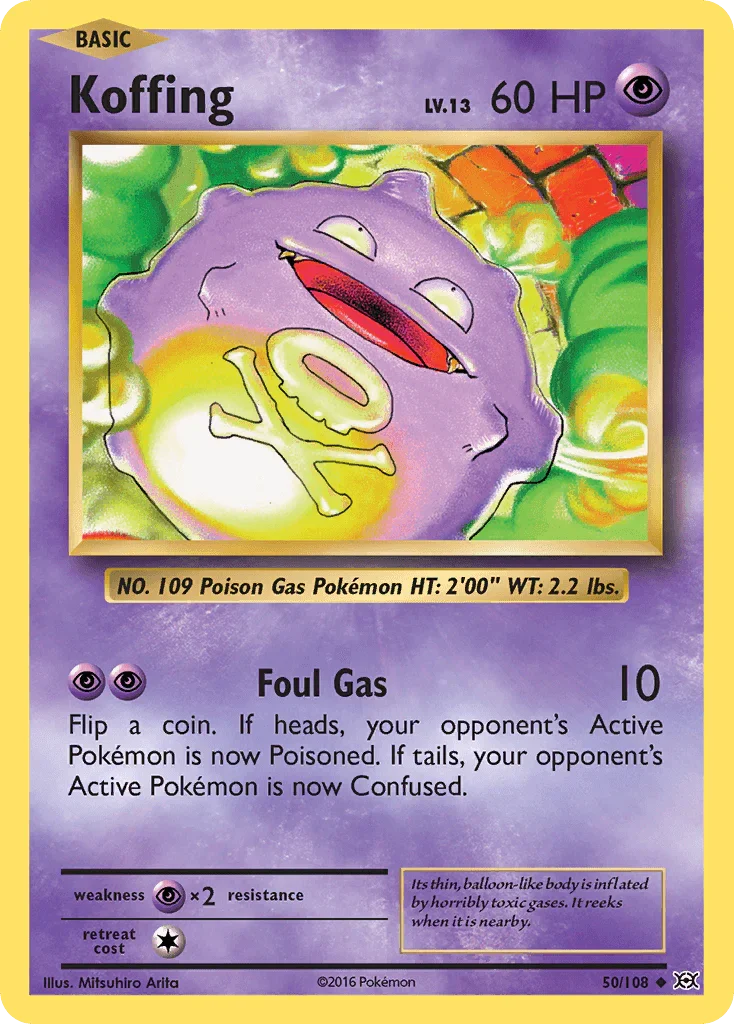 50, Normal, Psychic, Psychic[×2], Reverse Holofoil, Uncommon, XY: Evolutions Koffing (50/108) [XY: Evolutions] - Trading Card World