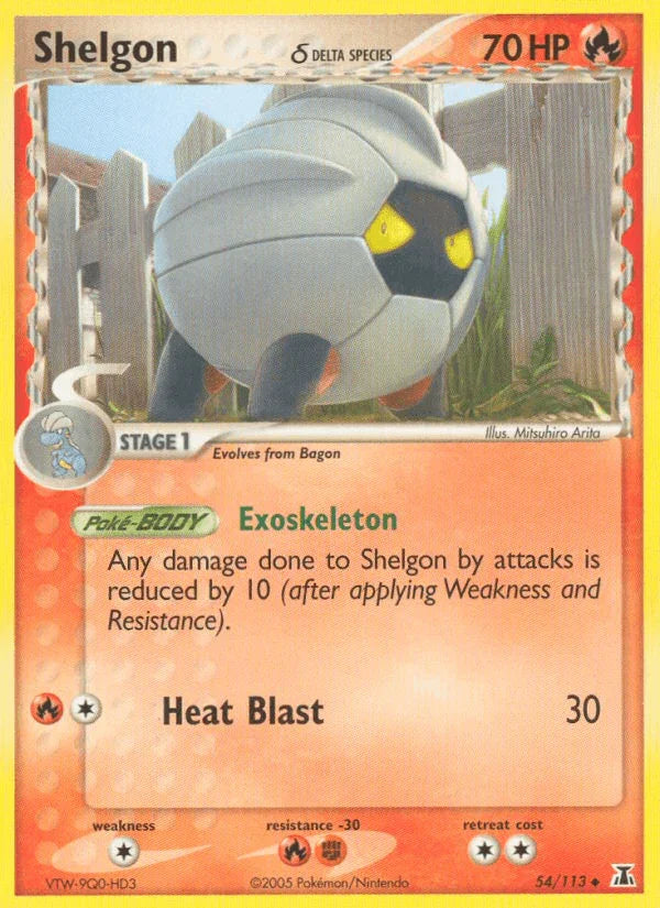 54, Colorless[×2], EX: Delta Species, Fighting[-30], Fire, Fire[-30], Normal, Uncommon Shelgon (54/113) (Delta Species) [EX: Delta Species] - Trading Card World
