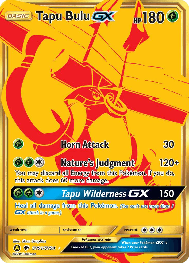 Grass, Holofoil, Secret Rare, Sun & Moon: Hidden Fates - Shiny Vault, SV91 Tapu Bulu GX (SV91/SV94) [Sun & Moon: Hidden Fates - Shiny Vault] - Trading Card World