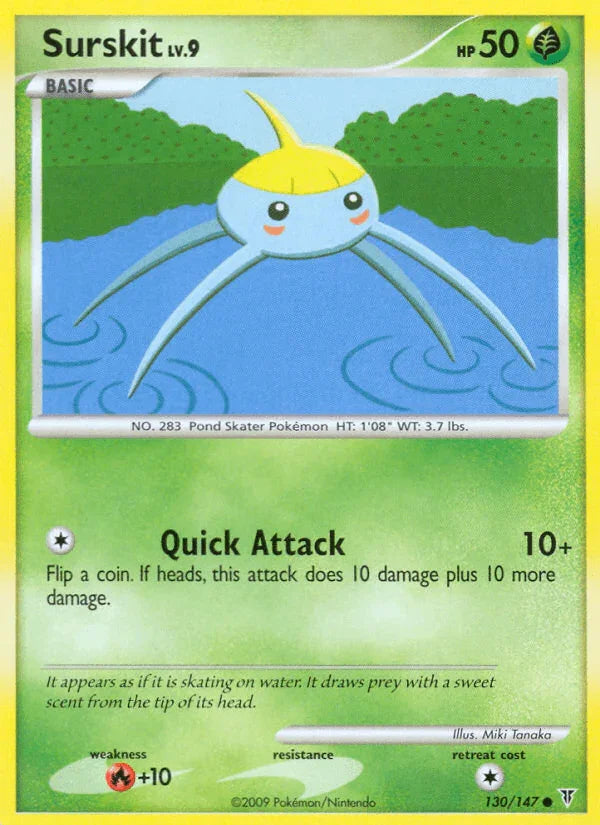 130, Common, Fire[+10], Grass, Normal, Platinum: Supreme Victors, Reverse Holofoil Surskit (130/147) [Platinum: Supreme Victors] - Trading Card World