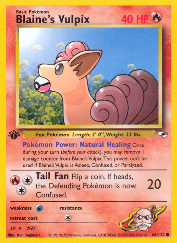1st Edition Normal, 65, Common, Fire, Gym Heroes 1st Edition, Water[×2] Blaine's Vulpix (65/132) [Gym Heroes 1st Edition] - Trading Card World