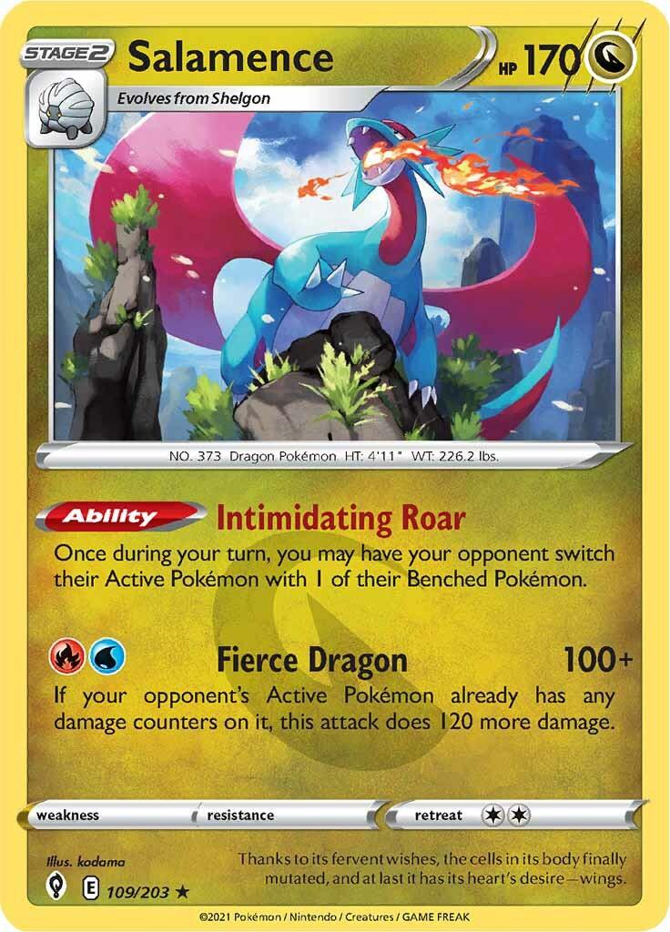 109, Dragon, Holo Rare, Holofoil, Reverse Holofoil, Sword & Shield: Evolving Skies Salamence (109/203) [Sword & Shield: Evolving Skies] - Trading Card World