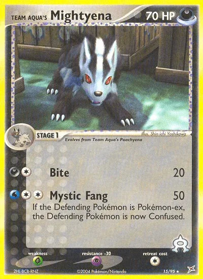 15, Darkness, EX: Team Magma vs Team Aqua, Grass[×2], Normal, Psychic[-30], Rare, Reverse Holofoil Team Aqua's Mightyena (15/95) [EX: Team Magma vs Team Aqua] - Trading Card World