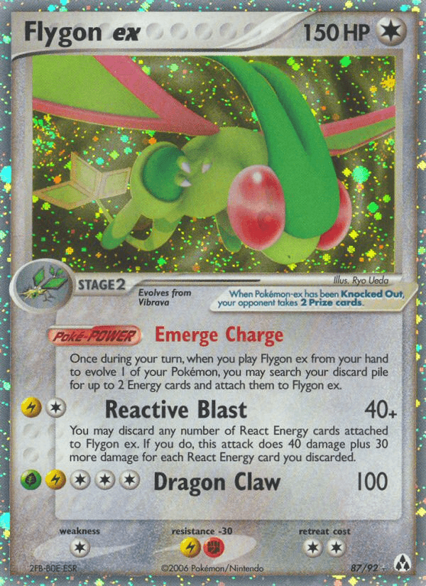 87, Colorless, Colorless[×2], EX: Legend Maker, Holofoil, Lightning[-30] Fighting[-30], Ultra Rare Flygon ex (87/92) [EX: Legend Maker] - Trading Card World