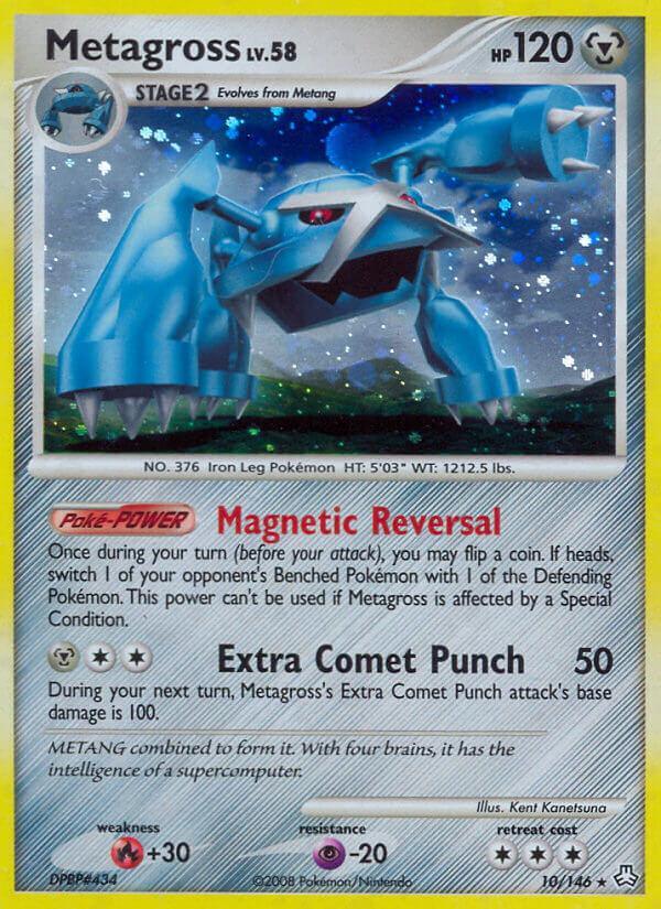 10, Diamond & Pearl: Legends Awakened, Fire[+30], Metal, Normal, Psychic[-20], Rare Metagross (10/146) (Theme Deck Exclusive) [Diamond & Pearl: Legends Awakened] - Trading Card World