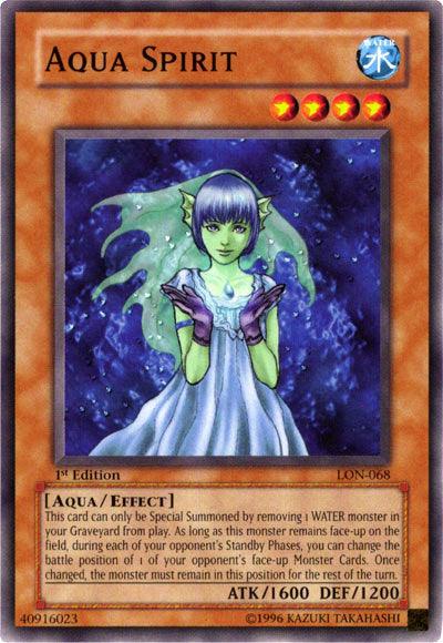 1st Edition, Aqua, Common, Effect Monster, Labyrinth of Nightmare, Unlimited, Water Aqua Spirit [LON-068] Common - Trading Card World