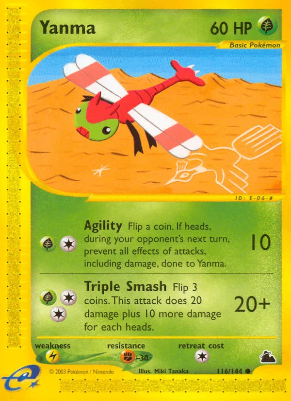 116, Common, Fighting[-30], Grass, Lightning[×2], Normal, Reverse Holofoil, Skyridge Yanma (116/144) [Skyridge] - Trading Card World