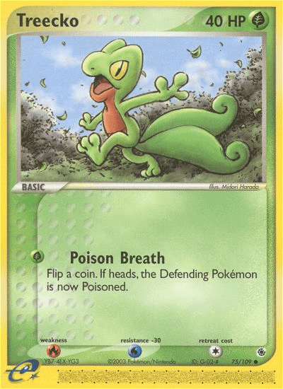 75, Common, EX: Ruby & Sapphire, Fire[×2], Grass, Normal, Reverse Holofoil, Water[-30] Treecko (75/109) [EX: Ruby & Sapphire] - Trading Card World
