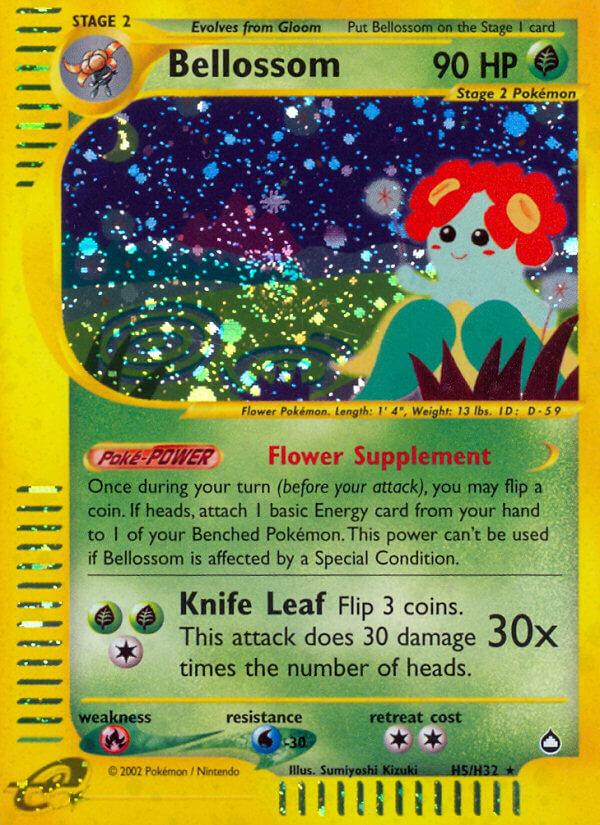 Aquapolis, Fire[×2], Grass, H5, Holofoil, Rare, Reverse Holofoil, Water[-30] Bellossom (H5/H32) [Aquapolis] - Trading Card World