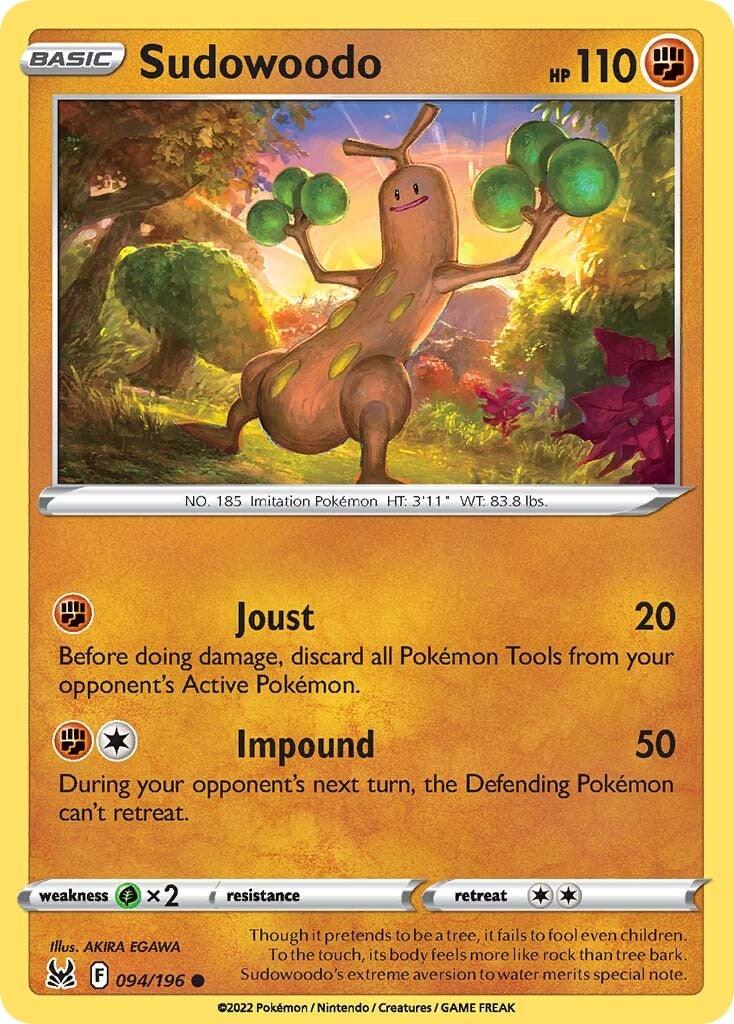 094, Common, Fighting, Grass [x2], Normal, Reverse Holofoil, Sword & Shield: Lost Origin Sudowoodo (094/196) [Sword & Shield: Lost Origin] - Trading Card World