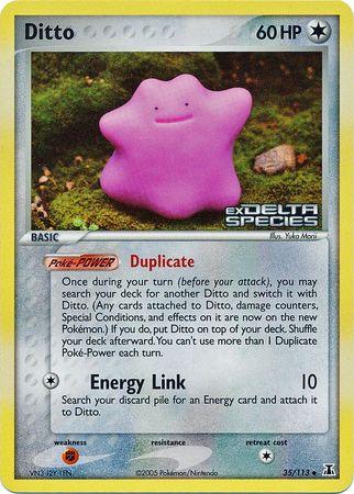 35, Colorless, EX: Delta Species, Fighting[×2], Reverse Holofoil, Uncommon Ditto (35/113) (Stamped) [EX: Delta Species] - Trading Card World